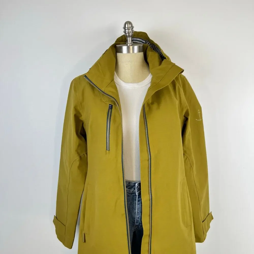 Seasalt Cornwall RAIN Coverack Waterproof Yellow Green Pear Rain Coat Jacket (8) - Picture 11 of 16